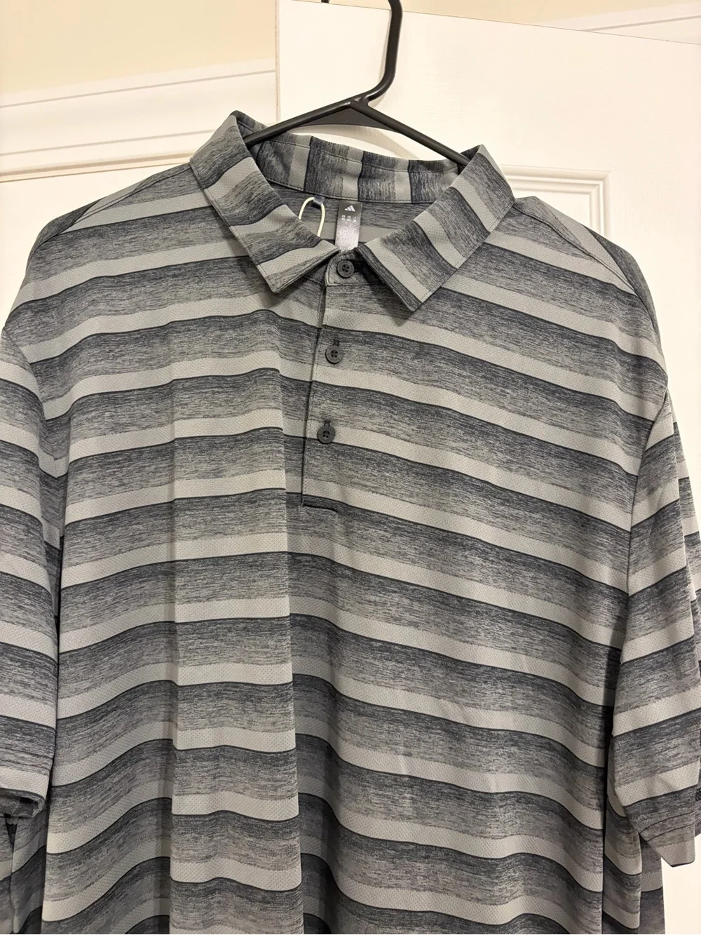 adidas Men's Gray Striped Polo Shirt
